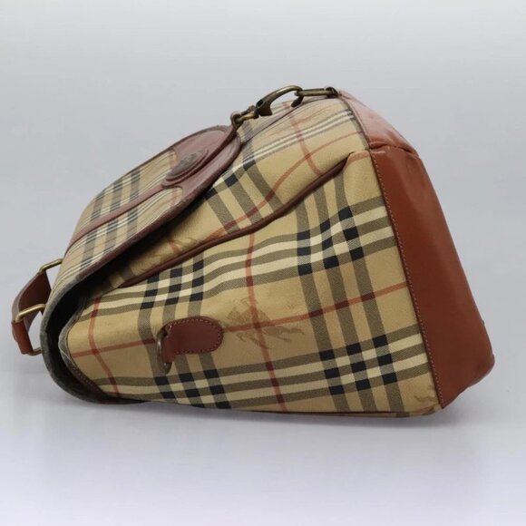 Burberrys Nova Check Boston Bag PVC 2way Beige Auth MX139 - Picture 4 of 15